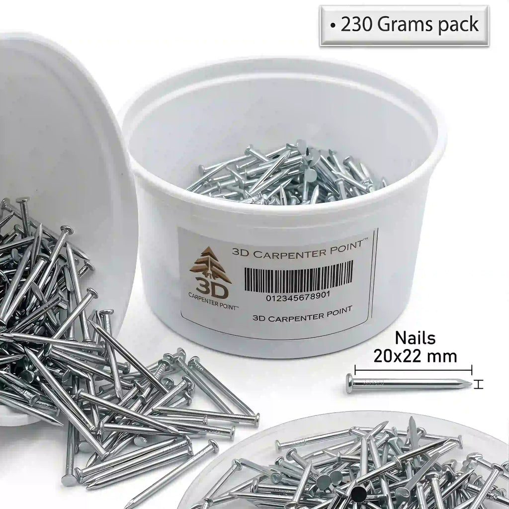 3D Carpenter Point Stainless Steel Nails 230g | 16mm, 18mm & 22mm Sizes | Wood & Wall Fixing Nails for DIY, Household & General Use
