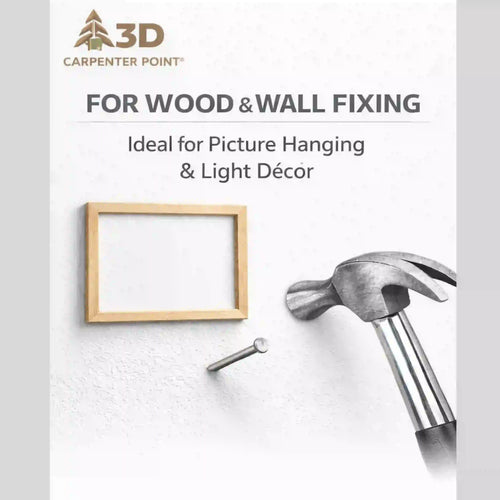 3D Carpenter Point Stainless Steel Nails 22mm (2mm Thick) | Wood & Wall Fixing Nails | DIY, Picture Hanging & Household Use | Pack of 230g (20x22)