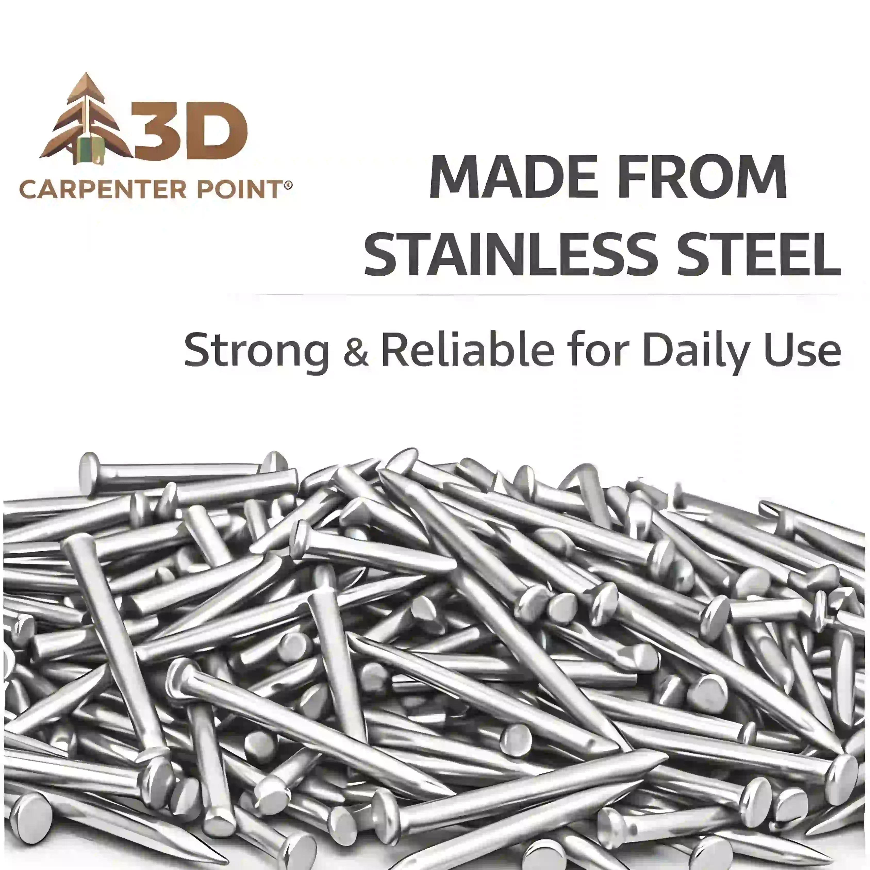 3D Carpenter Point Stainless Steel Nails 230g | 16mm, 18mm & 22mm Sizes | Wood & Wall Fixing Nails for DIY, Household & General Use