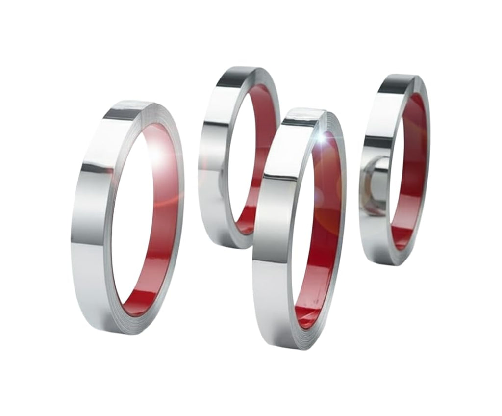 Stainless Steel Self-Adhesive Strip for Ceiling, Cabinets & Tile Edges - Silver Chrome Mirror Finish Trim Strip