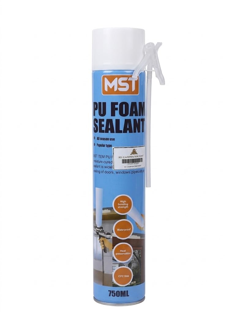 3D Carpenter Point™ MST PU Foam Sealant (750ml) – Expanding Polyurethane Foam for Gap Filling, Waterproof Insulation & Sealing Doors, Windows & Pipes