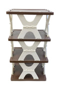 3D Carpenter Point™ Stackable Shoe Storage Organizer – 4-Layer Foldable Cabinet with Adjustable Slots & Space-Saving Modular Design (Brown-White)