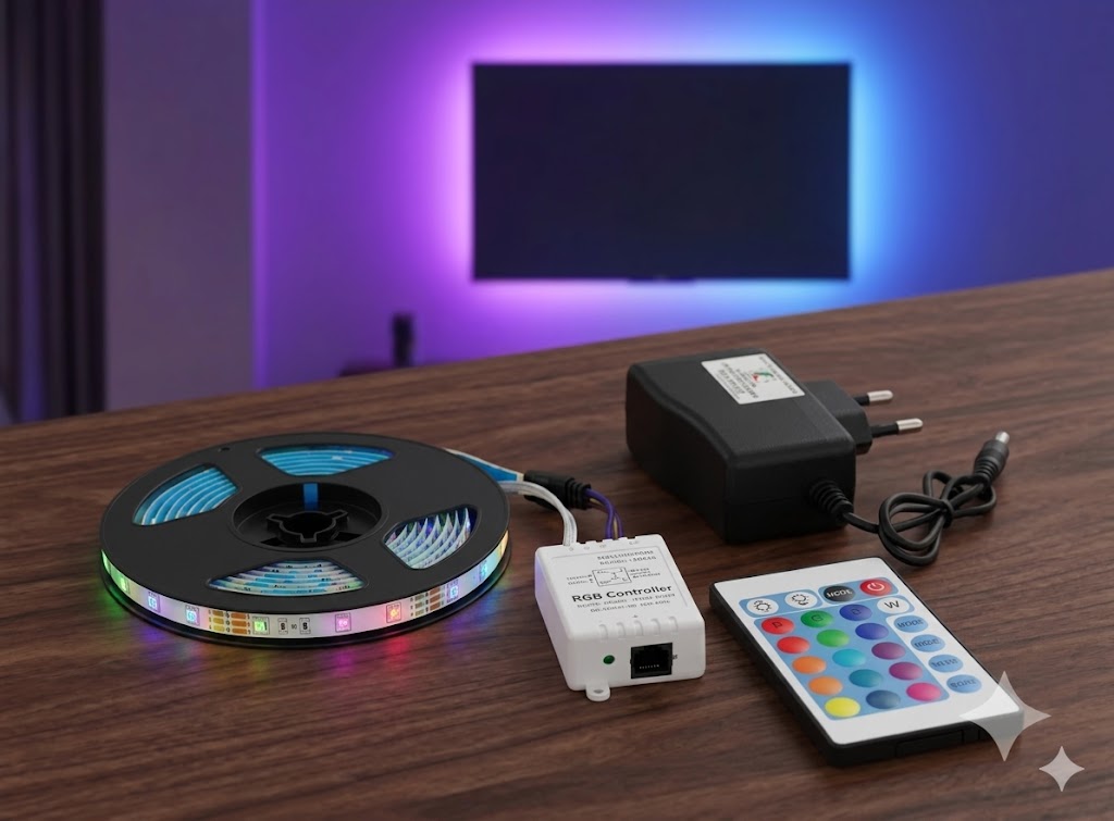 3D Carpenter Point™ Premium 2.5 Meter RGB LED Strip Light Full Kit – 16 Colors Waterproof Flexible Lighting with Remote & Adapter | Best for Home Decor, TV Backlight & Festival Decoration
