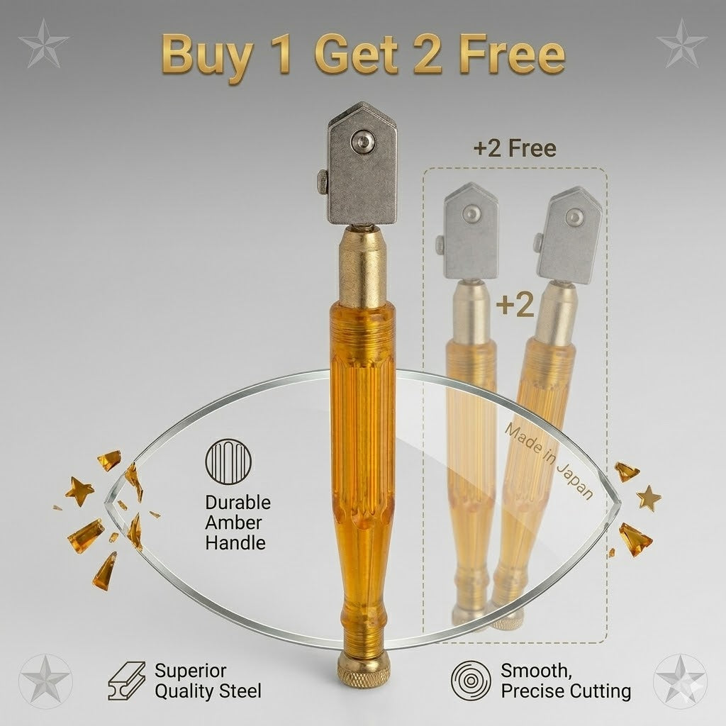 3D Carpenter Point™ Professional Glass Cutter Combo – Buy 1 Get 2 FREE | Heavy Duty Pencil Style Tungsten Carbide Cutter for 3mm-12mm Glass, Mirrors & Bottles | 3-Piece Value Pack