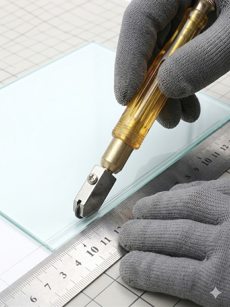 3D Carpenter Point™ Professional Pencil Style Glass Cutter – Heavy Duty Tungsten Carbide Wheel for 3mm-12mm Mirror, Bottle & Window Cutting | Self-Oiling Ergonomic Glass Cutting Tool