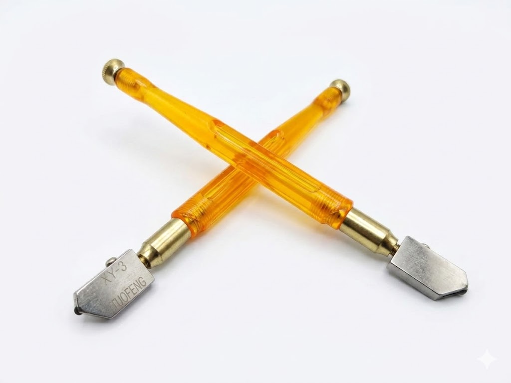 3D Carpenter Point™ Professional Pencil Style Glass Cutter – Heavy Duty Tungsten Carbide Wheel for 3mm-12mm Mirror, Bottle & Window Cutting | Self-Oiling Ergonomic Glass Cutting Tool