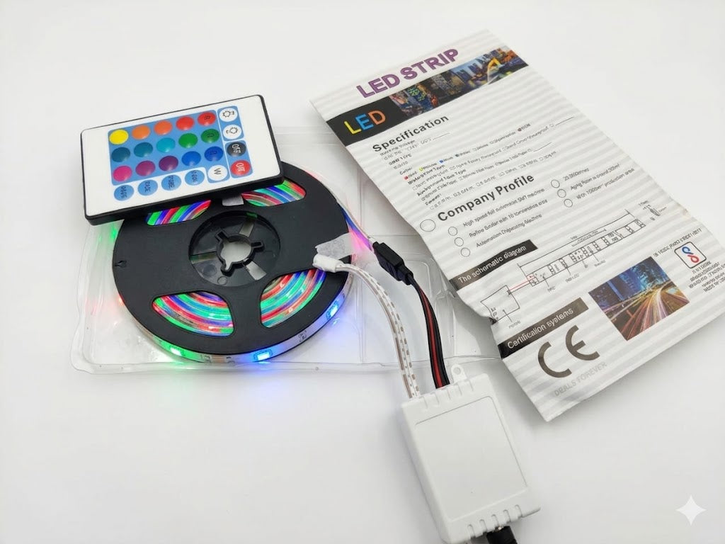 3D Carpenter Point™ Premium 2.5 Meter RGB LED Strip Light Full Kit – 16 Colors Waterproof Flexible Lighting with Remote & Adapter | Best for Home Decor, TV Backlight & Festival Decoration