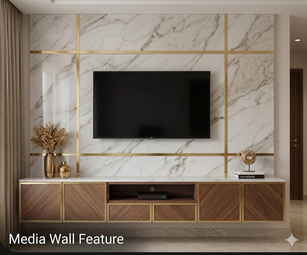 3D Carpenter Point™ 10mm Golden Mirror Finish Decorative Inlay Strip - 2.5 Meter (Golden Patti, Wall Border, DIY Furniture Trim)